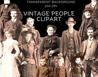 Vintage people |Junk Journal | Instant Download | Fussy Cut People | People Clip Art | Collage Sheets  | Victorian Clipart | Transparent Png