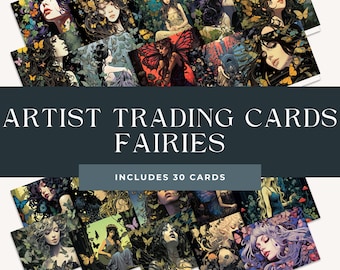 Carte collezionabili Fairy Artist / effimeri Junk Journal / ATC unici / effimeri Fairy / ATC Card Making / fairycore / fata stampabile / fiaba
