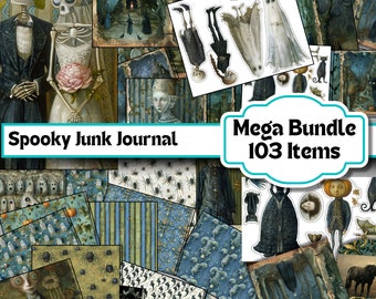 Gothic Halloween Junk Journal Kit | Printable Ephemera, Collage (Digital Download)