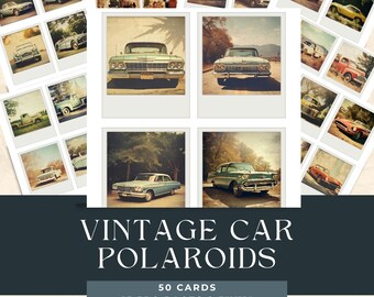 Vintage Car Polaroids Digital Download | 50 Classic Auto Ephemera | Junk Journal Printables | Retro Vehicle Pac | collage art supplies