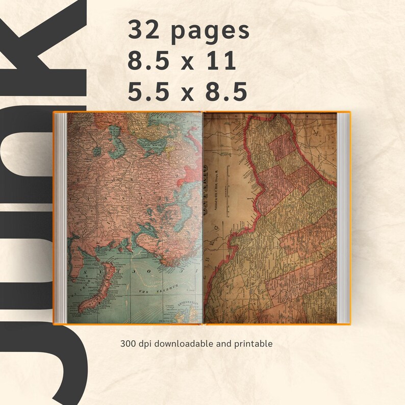 Vintage World Map Digital Paper, Scrapbook & Collage (digital Download ...