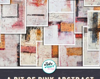 Pink Abstract Junk Journal Digital Paper, Distressed Pink Art, Printable Paper Bundle
