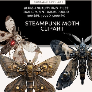 Motte Steampunk Clipart | Motte Png | Aquarell Steampunk Motte |  Steampunk Schmetterlinge Clipart | Kommerzielle Nutzung | Junk Journal |Mechaniker Fehler