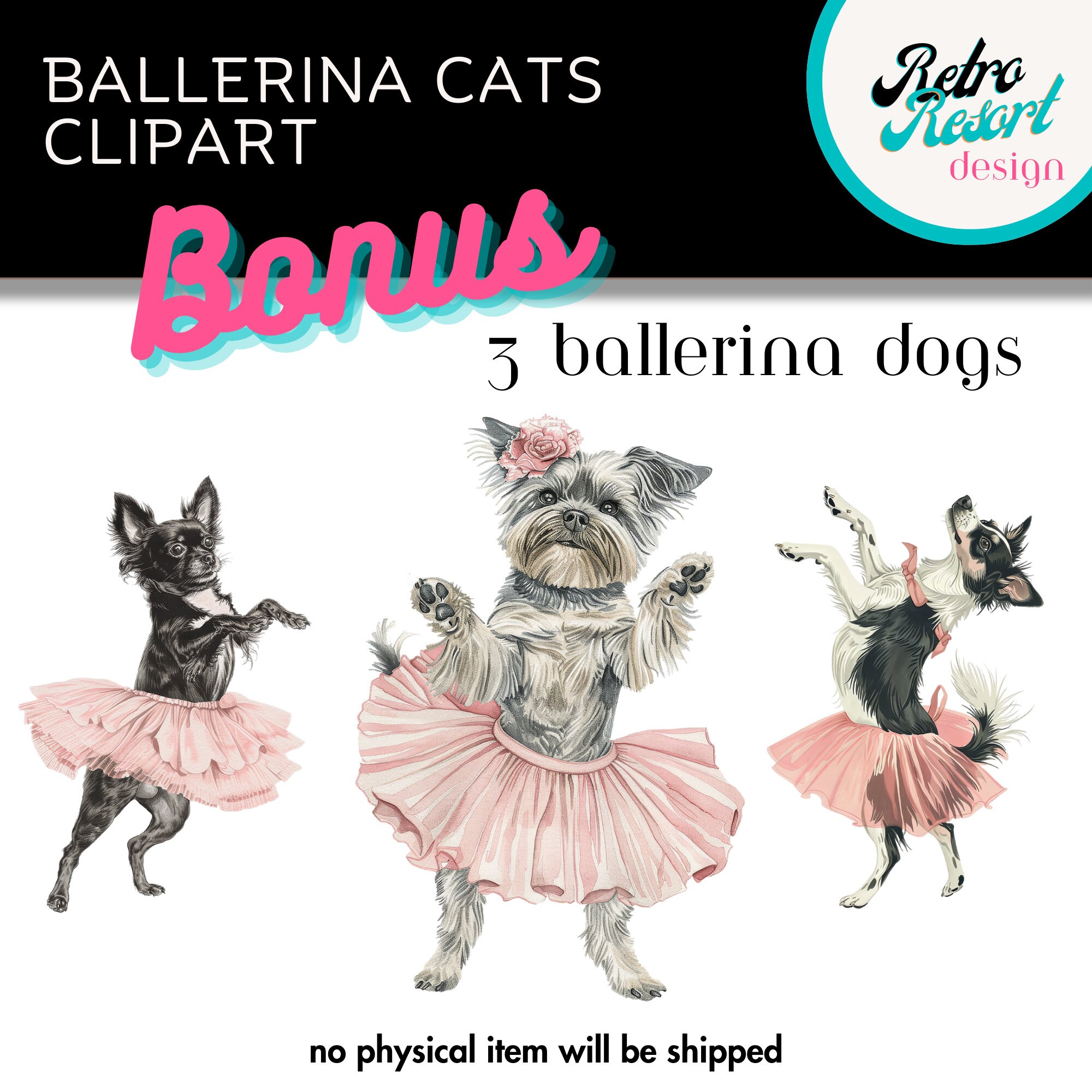 Ballerina Cat Clipart Quirky Cat Clipart ballet Cats in Tutu Dress Cute ...