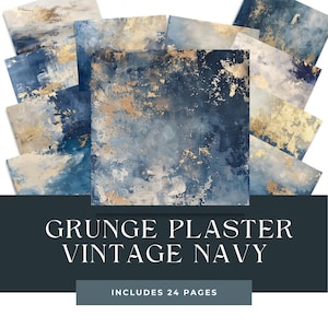 Vintage marineblauwe grunge-textuur, digitaal papier, achtergrondcollage, noodlijdende pagina's vintage ephemera, junkjournal, scrapbooking, kaarten maken
