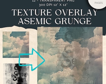Asemic Grunge Texture Overlay, Mixed Media Collage (Digital Download)