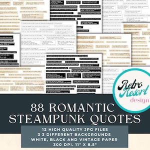 Romantic steampunk Quotes | Junk Journal | Digital Words |Romantic Junk Journal Words | Junk Journaling Words | Ephemera | Phrases