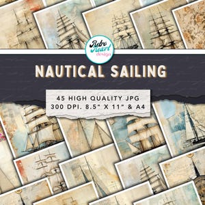 Nautical Junk Journaling, Vintage Nautical Pages, Ocean Junk Journal Digital, Junk Journal sailing, Instant Download, Fisherman aesthetic