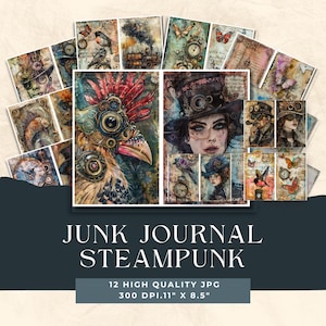 Steampunk Journal Seiten | Vintage, Digital | Junk Journal | Druckbar | Junk Journal Fussy Schnitte | Sammelalbum | Junk Journal Kit | Ephemera