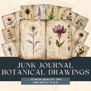 Digitales Vintage Botanisches Junk Journal, Dekorative Antike Feld Notizen, Blumen Neutrale Journal Seiten, Papier Pack Vintage, Muttertag