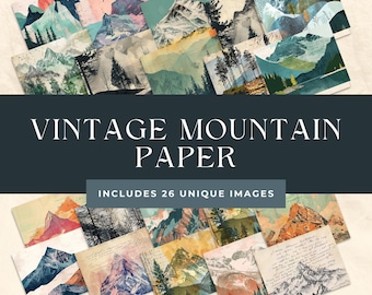 Mountains Junk Journal Paper | Winter Woodland Ephemera (Digital Download)