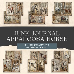 Horse Junk Journal Pages, appaloose horse journal, Animal Printable Scrapbooking Pages, Vintage Junk Journal, Farm Ephemera, commercial use