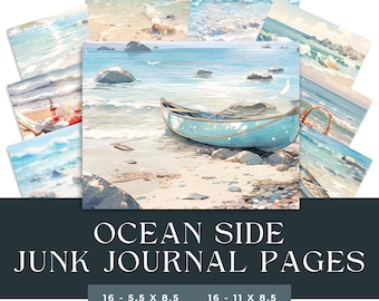 Sea Scrapbook Paper | Beach Junk Journal | Summer Beach Background | Ocean Scrapbooking | Coastal Collage Sheets |  Beach Ephemera | Seaside