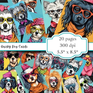 Quirky Dog Clipart | PNG Bundle | Whimsical Dogs | Sublimation clip art | Puppy Whimsy graphics | Funny Pets | dogs with clothes