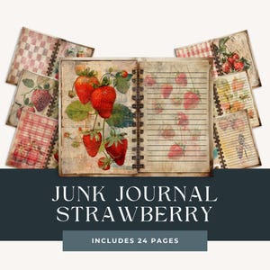 Journal indésirable aux fraises | Imprimable |Trousse de journal indésirable aux fraises | Papier pour scrapbooking | Feuille de collage numérique | Printemps | Téléchargement instantané