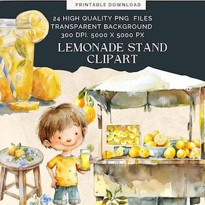 Lemonade Stand Clipart | Instant Download | 10 High Quality Jpeg And Png Files | Pink Lemonade Party | Sublimation Designs | Backyard Party