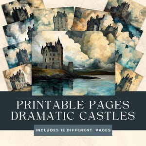 Dramatic Castle background paper, Castle scrapbook, Junk Journal Paper, Digital Collage Sheet, Instant Download, vintage gothic collage
