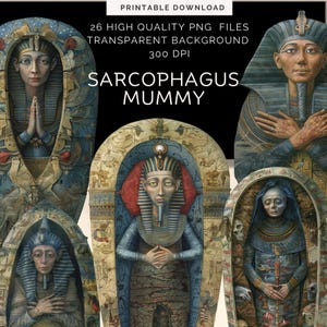Momie de sarcophage fantaisiste, taille fine | Personnages étranges et effrayants, fournitures de collage égyptien, scrapbooking, fabrication de cartes artistiques créatives