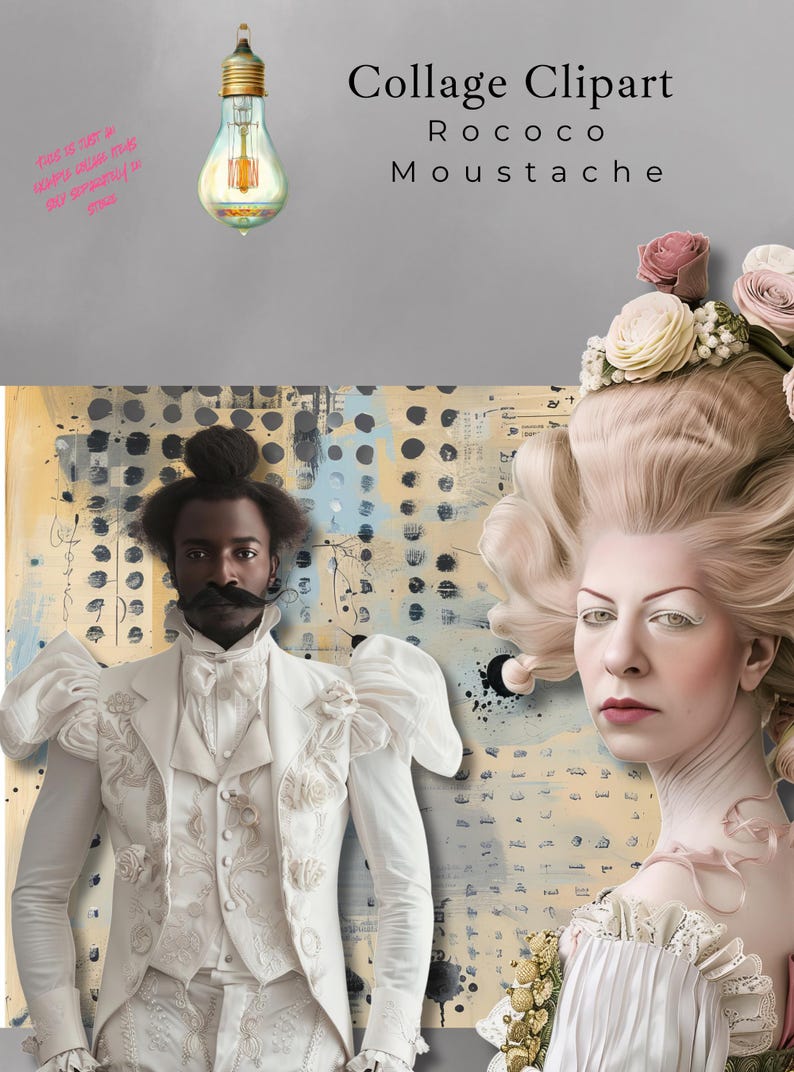 Whimsical Rococo Men Rococo Men With Moustache Clipart: 30 Transparent Pngs, 22 Page Pdf, 3 ...