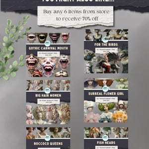 Grid of suggested sets and thumbnails, showing matching vintage style Christmas angel ephemera and printable Christmas angel paper dolls