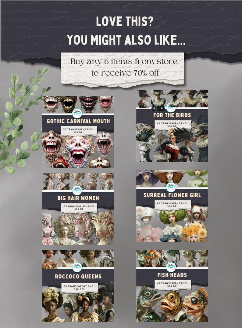 Grid of suggested sets and thumbnails, showing matching vintage style Christmas angel ephemera and printable Christmas angel paper dolls