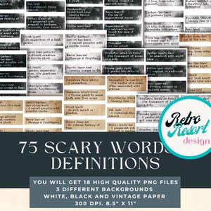 Halloween Phrases | Spooky Junk Journal Words | Digital Words | Ephemera for Junk Journals | Junk Journaling Words | Collage scrapbook