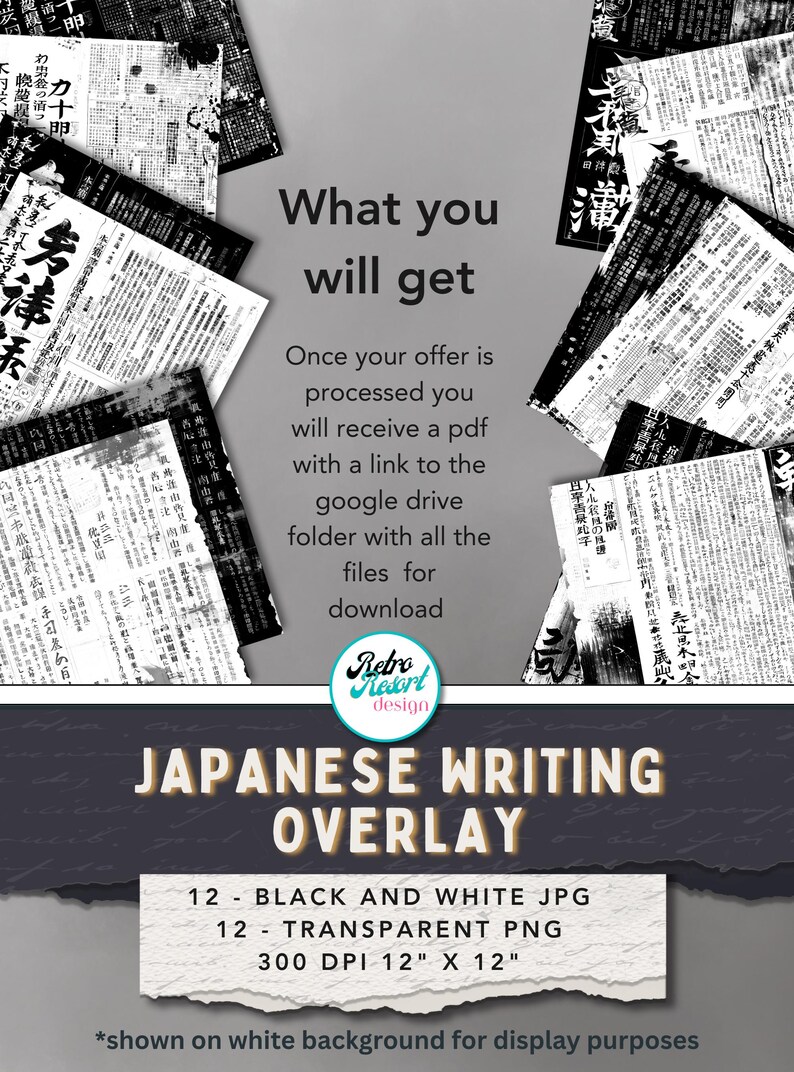 Japan Text Overlay Japanese Writing Overlay: Transparent and Black Backgrounds, - Etsy
