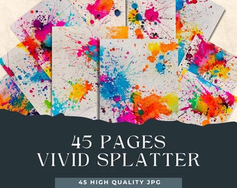 Neon Paint Splatter Digital Paper, Paint Splash backgrounds, collage Background, cardmaking collage supplies, Colorful Paint Scrapbooking