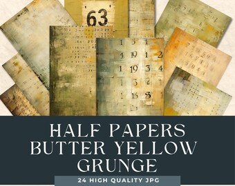 Half Paper Butter Yellow texture, vintage texture paper, Collage Printable Paper, Scrapbook Digital Book, Page Background, Decoupage art