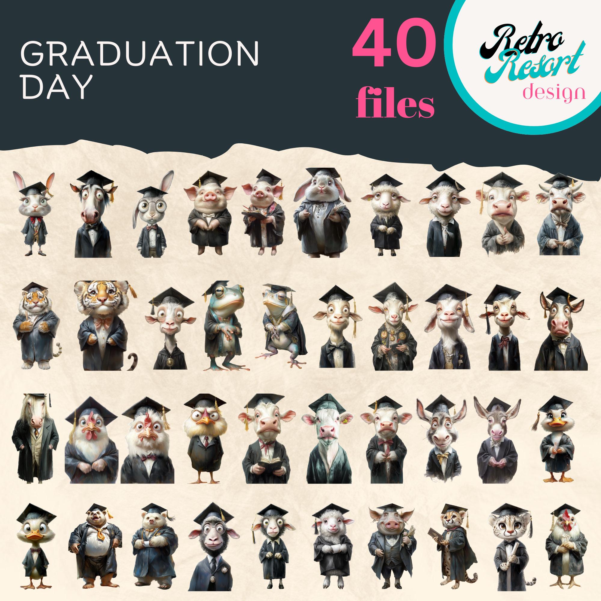 Whimsical Graduation Animals, Fussy Cut, Collage Art, Quirky Animals ...