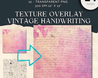 Vintage handgeschriebene Overlay PNG Clipart, Overlay alter Texturen, Scrapbooking Collage Ephemera, handgeschriebene Kalligraphie, rustikaler schäbiger Text