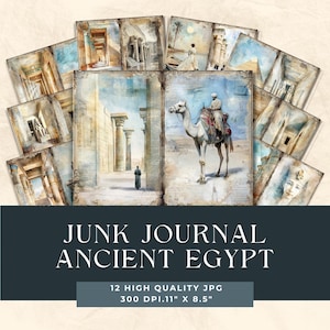 Altes Ägypten Junk Journal Seiten, ägyptische Gräber, Sphinx, Pyramiden, Printable Scrapbook Papier, Digital Collage Sheet, Vintage Ephemera Kit