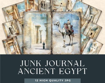 Ancient Egypt Junk Journal Pages, Vintage Ephemera (Digital Collage Sheet)