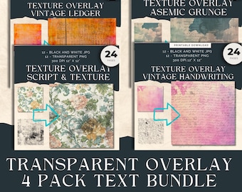 96 Mega Bundle Overlay Textures, Mixed Media Collage, journal ephemera, scrapbook collage texture, handwritten text Overlays for editing