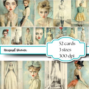 Retratos de MULHERES INCOMUNS | rostos de colagem de retratos | Poses peculiares | papéis para impressão | Arte digital extravagante | Suprimentos de mídia mista | 3 tamanhos
