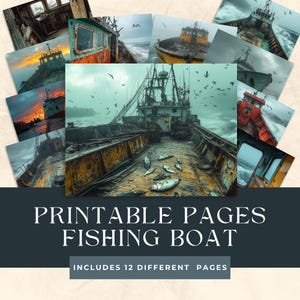 Fondos de barcos de pesca abandonados, fondos para revistas basura, materiales para hacer tarjetas, fondos para collages artísticos, paisajes de bellas artes extravagantes