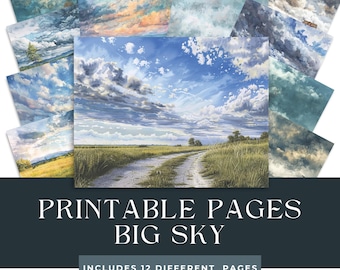 Digitale Hintergründe mit weitem Himmel, blau-grauer Himmel, druckbare Hintergründe, digitaler Download