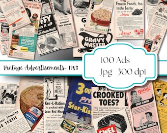 Vintage Magazine Ads Pack | 1950s Digital Papers | Shabby Chic Printables | Scrapbooking Ephemera | Junk Journal Supplies