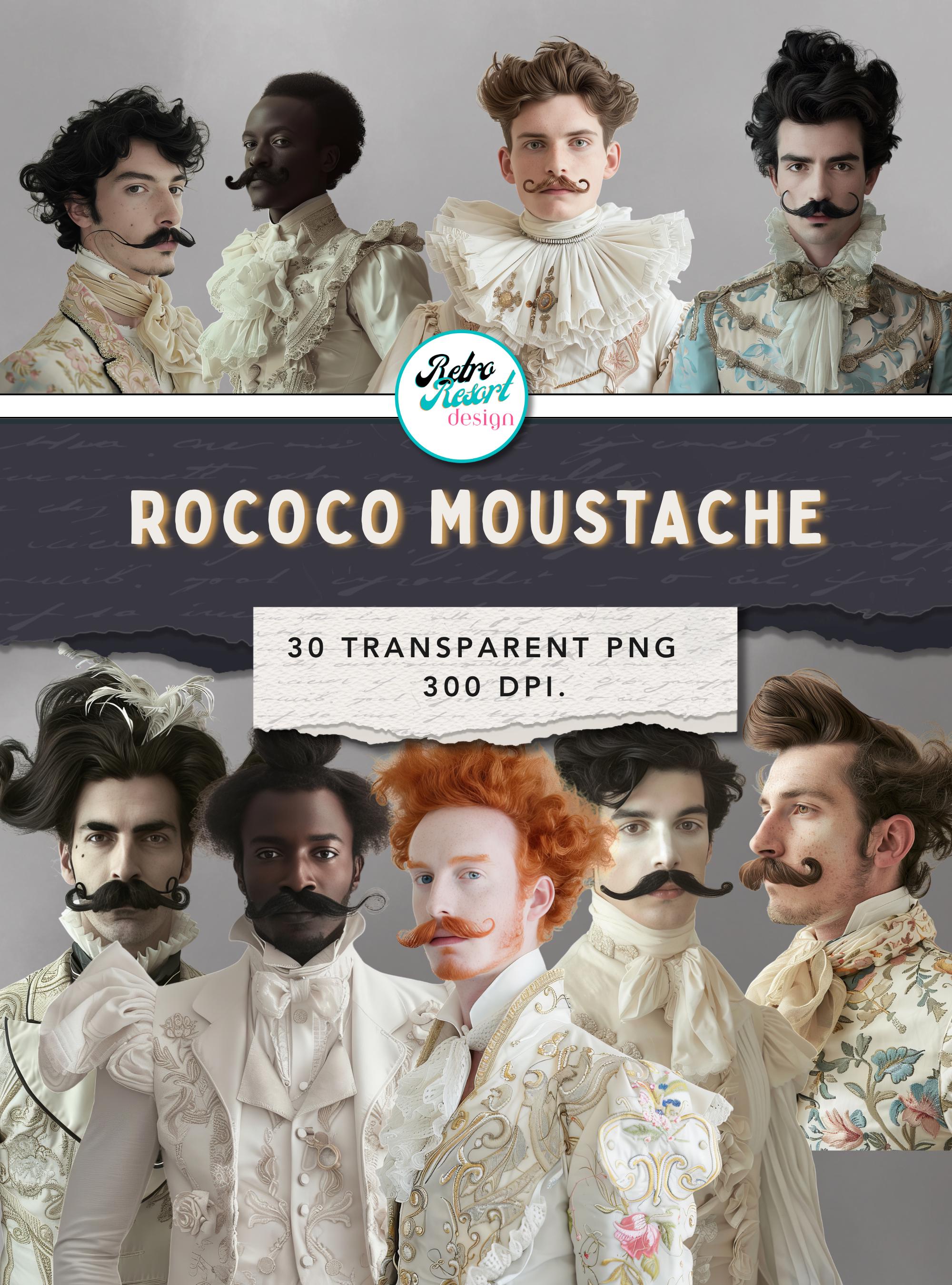 Whimsical Rococo Men Rococo Men With Moustache Clipart: 30 Transparent Pngs, 22 Page Pdf, 3 ...