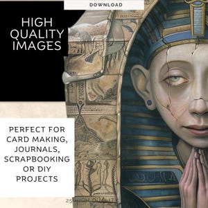 Whimsical sarcophagus mummy, Fussy Cut | peculiar, creepy People Ephemera,egyptian collage supplies, scrapbooking, creative art card making