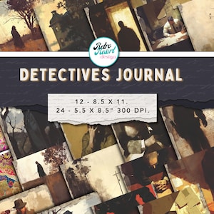 Vintage Detective Junk Journal Pages | Digital Scrapbook Paper Kit | Crime Investigation Printable | True Criimes| retro Collage Sheet