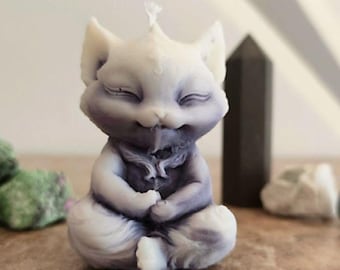 Meditating Cat Candle - Moonlit Night - Intuition
