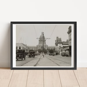 Vintage Austin, Digital Print, Texas Downloadable Art, Capitol, Congress Avenue, Instant Download, Printable, Wall Art, Photo, Black White