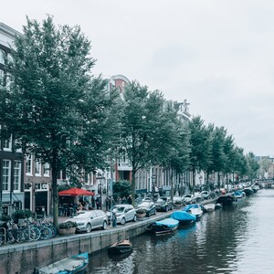 Amsterdam, Canal, Digital Print, Instant Download, Netherlands, Europe, Printable, Downloadable, Wall Art, Photography, Trees, Travel