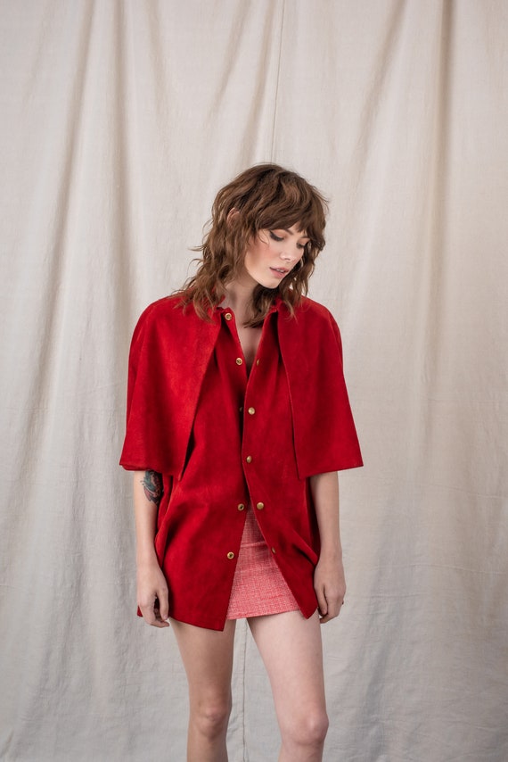 1970s Red Suede Cape