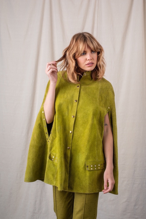 1960s Chartreuse Suede Cape