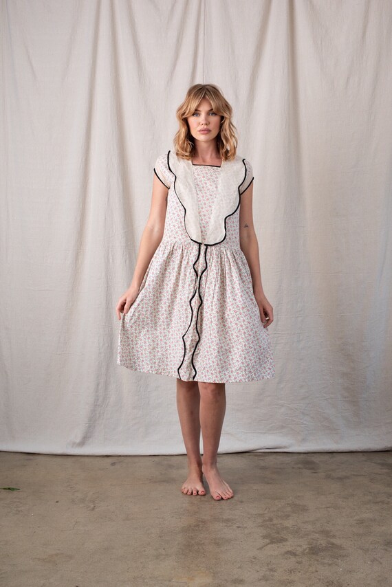 1930s Floral Cotton Organza Dress