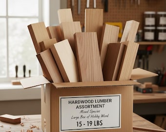 Surtido de maderas duras mixtas – Caja de madera exótica nacional para pasatiempos (6,8-8,6 kg)