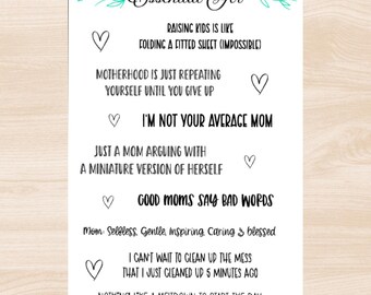 Mother's Day Sticker Sheet, Planner Stickers, Quote Sticker, Mom Stickers, Mothers Day, Sarcastic Quotes