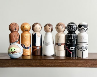 Star Wars Inspired Peg Dolls, Pretend Play, Decor, gifts